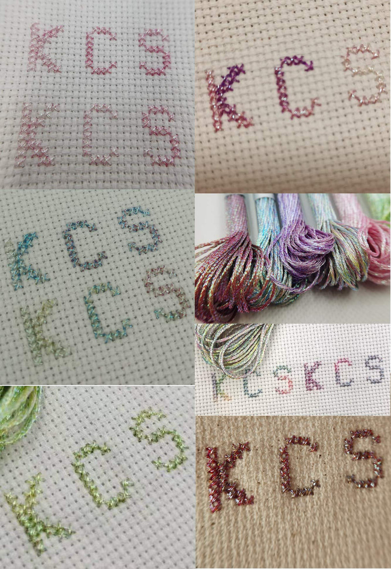 KCS 6-Strand Cross Stitch Metallic Variegated Pearl Shiny Embroidery Floss (6 skeins, Multicolored 2) - NewNest Australia