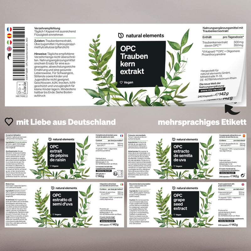 Opc Grape Seed Extract, 240 Capsules For 8 Months, Laboratory-Tested Premium Opc From European Grapes, No Unwanted Additives, High Dosage, Vegan And Made In Germany. - NewNest Australia