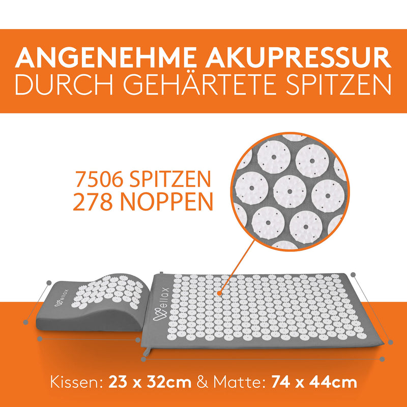 Wellax [The Original] - Acupressure Mat With Cushion - Filled With 100% Coconut Fibers - Relieves Tension And Promotes Blood Circulation - Massage Mat With Acupressure Cushion - Awarded Byvergleich.Org - NewNest Australia