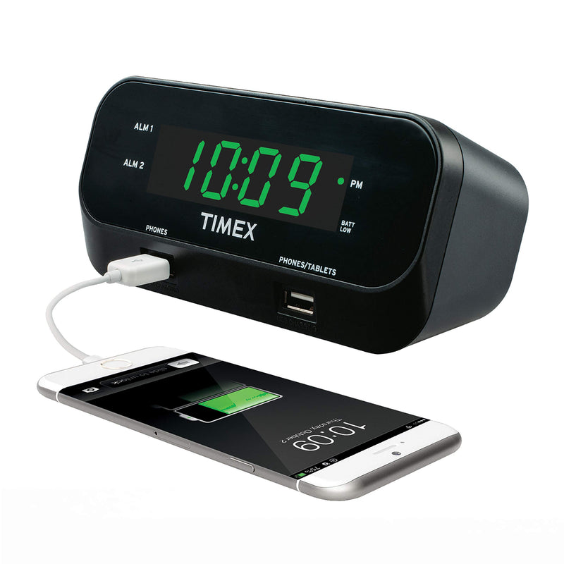 NewNest Australia - Timex T129B RediSet Dual Alarm Clock with Dual USB Charging and Extreme Battery Backup - Black 