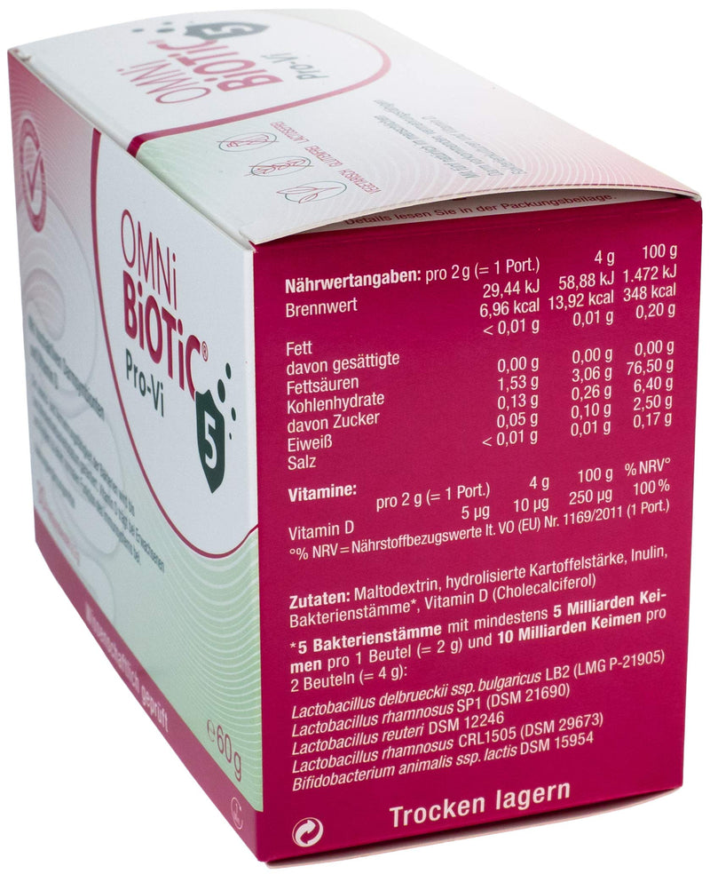 OMNi BiOTiC Pro-Vi 5 | 30 servings | 5 bacterial strains | 10 billion germs per daily dose | powder | With vitamin D | Vegetarian | For daily use | With bacteria for the intestinal flora 30 portions (pack of 1) - NewNest Australia