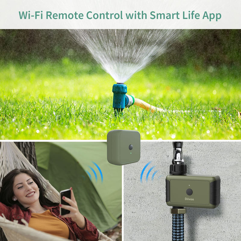WiFi Water Sprinkler Timer with Hub, Diivoo Programmable Water Hose Timer with Watering Frequency and Duration, Time Setting and Rain Delay for Lawns Pool, Compatible with Alexa and Google - NewNest Australia