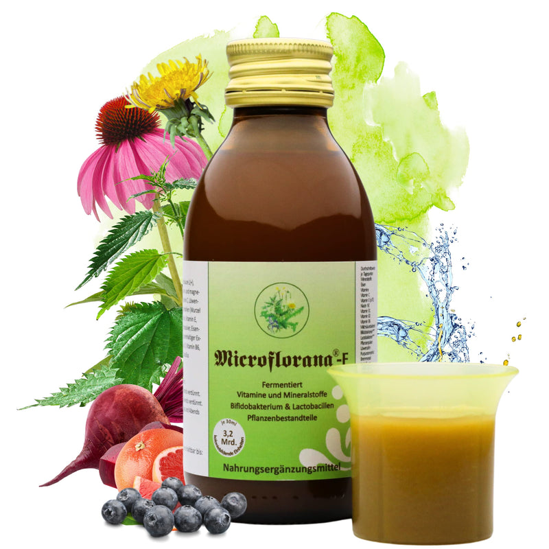 Microflorana -F - Probiotics - Intestinal Cleansing - Colonial Bacterial Strains - Vitamins And Minerals - Including Dosing Aid - Plant Components - Liquid Probiotics - Since 1980-150 Ml 150 - NewNest Australia