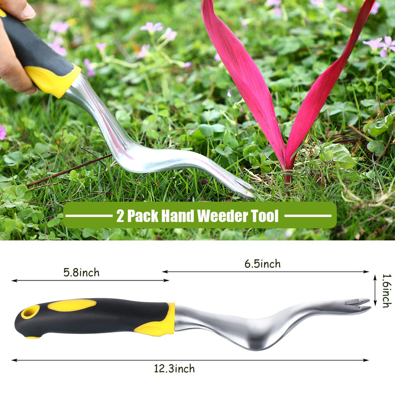 2 Pieces Hand Weeder Tool Garden Weeding Tools Garden Weeding Removal Gardening Weed Puller with Ergonomic Handle for Garden Lawn Farmland Transplant (Yellow) Yellow - NewNest Australia