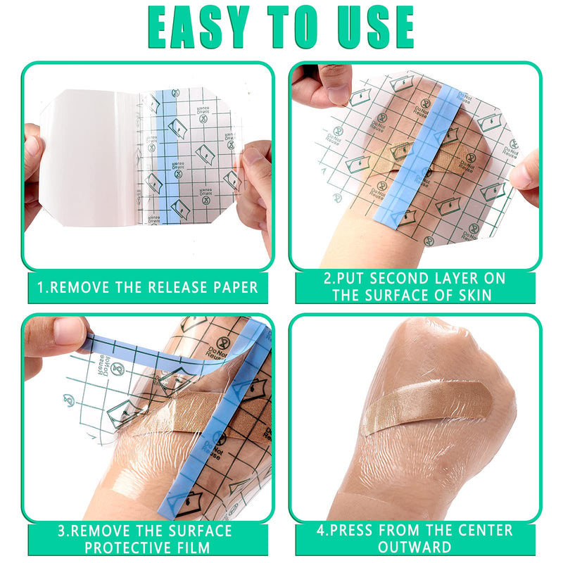 60 Pieces Transparent Stretch Adhesive Bandage Waterproof Wound Bandages Shower Waterproof Patch Clear Adhesive Bandages Protective Transparent Film for Swimming Showering 4 x 4.7 Inches - NewNest Australia