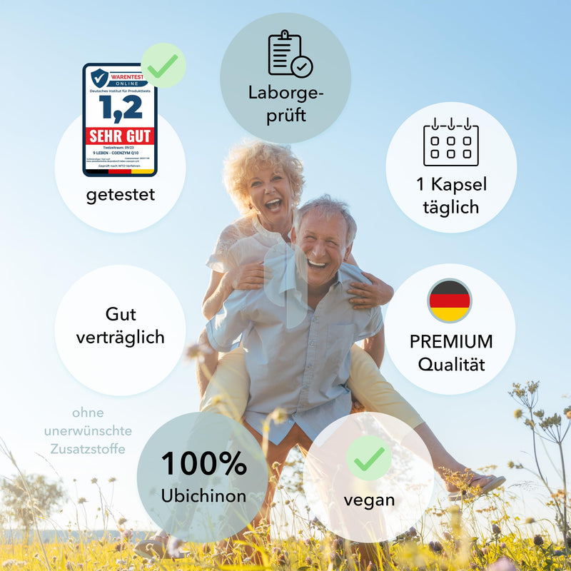 9 Leben® PREMIUM Coenzyme Q10 capsules, high dosage [FOR BEAUTIFUL SKIN] - 120x 180mg Q10 [4 months ubiquinone supply] - LAB TESTED & vegan - without additives, more energy and look younger (tested) - NewNest Australia
