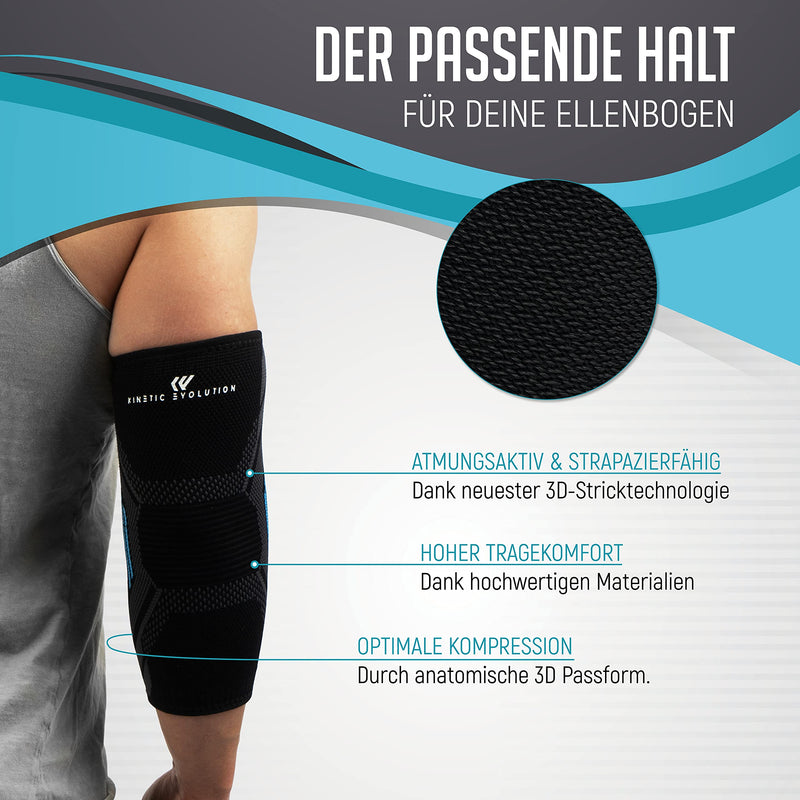 KINETIC EVOLUTION Elbow bandage for men and women, sports compression, bandage against elbow pain, breathable, stabilized and supported, sports bandage for tennis, volleyball, weight training, golf, handball, Nordic walking, XL black - NewNest Australia
