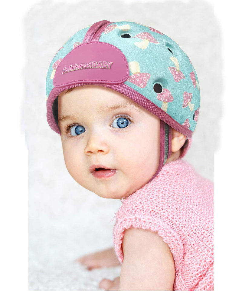 SafeheadBABY Soft Helmet for Babies Learning to Walk - Mushroom Mint - Patented and Award Wining - Ultra Lightweight - Expandable and Adjustable - NewNest Australia