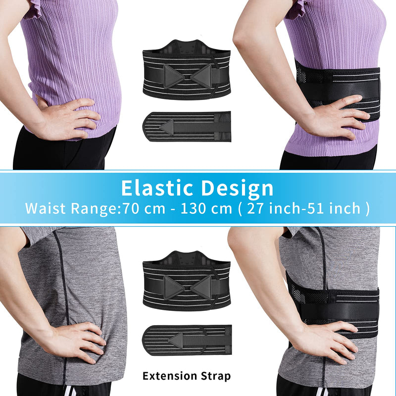 ZINUU Lower Back Support Belt, Back Support Brace with 6 Support Plates, Adjustable Breathable Lumbar Support Brace Back Pain Relief Waist Belt for Men Women Father Gifts(Universal, Waist 70-130cm) - NewNest Australia
