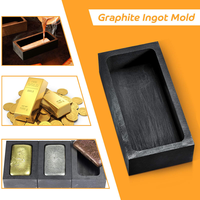 2 Pieces Graphite Ingot Mould Crucible Mould for Casting Gold Silver Metal Aluminum Copper Brass Melting Refining (4 x 2 x 1 Inch) 4 x 2 x 1 Inch - NewNest Australia