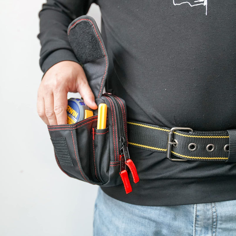 MELOTOUGH Heavy Duty Tradesman Pro Tool Pouch with Various Sized Pockets and Electrical Tape Thong,Hammer Holder Electricians Tool Pouch 10 Pockets red color - NewNest Australia