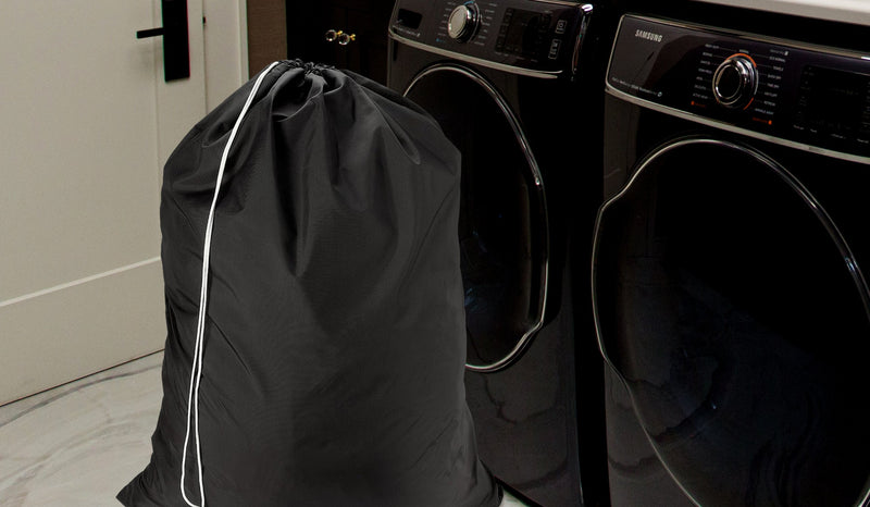 NewNest Australia - Nylon Laundry Bag - Locking Drawstring Closure and Machine Washable. These Large Bags Will Fit a Laundry Basket or Hamper and Strong Enough to Carry up to Three Loads of Clothes. (Black) 30" x 40" Black 