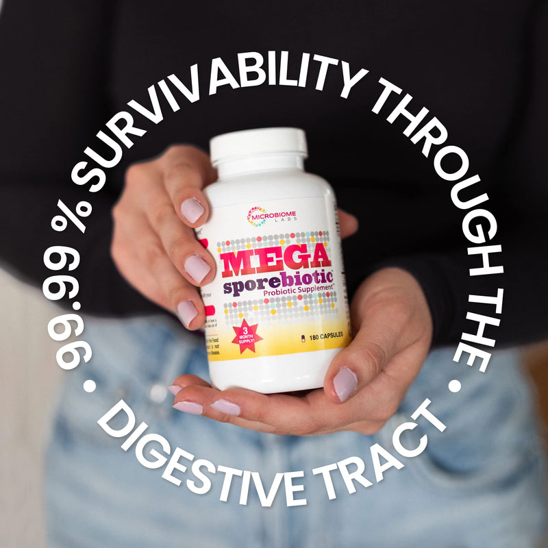 Microbiome Labs MegaSporeBiotic Spore-Based Probiotics - Daily Probiotic Supplement for Men & Women - 5 Bacillus Strains for Immune & Gut Health - Dairy-Free & Shelf-Stable (60 Capsules) 60 Count (Pack of 1) - NewNest Australia