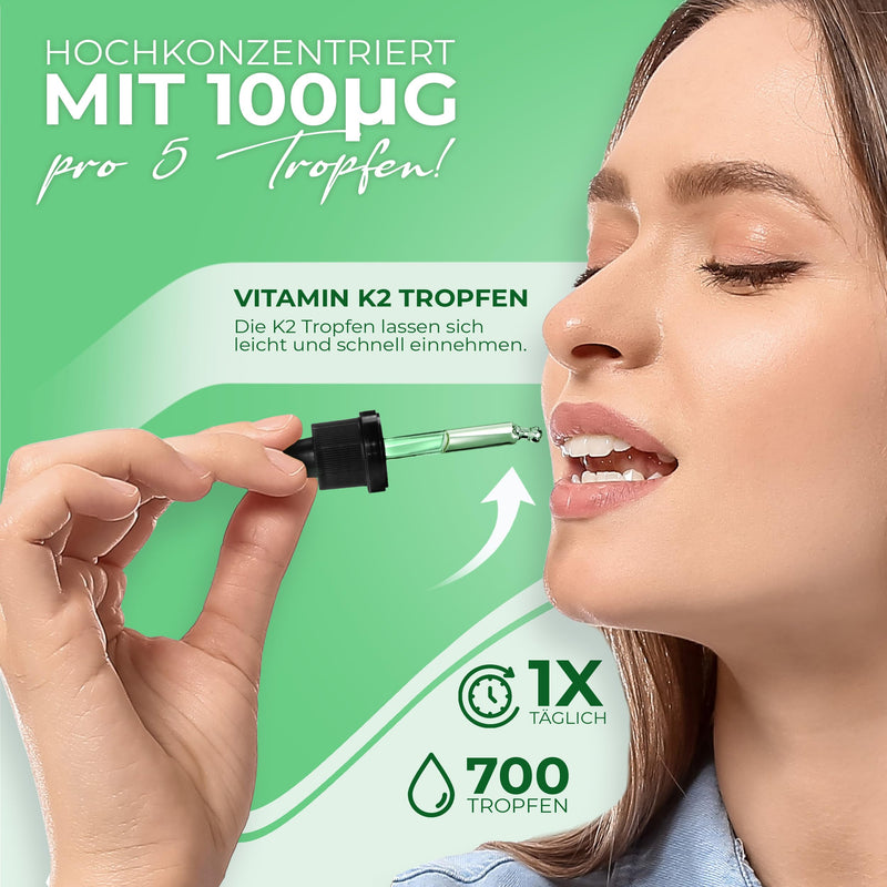 BjökoVit VITAMIN K2 VEGAN drops - high bioavailability thanks to All-Trans MK-7 form - 700 vegan drops with 100µg natural vitamin K2 per daily dose - NewNest Australia