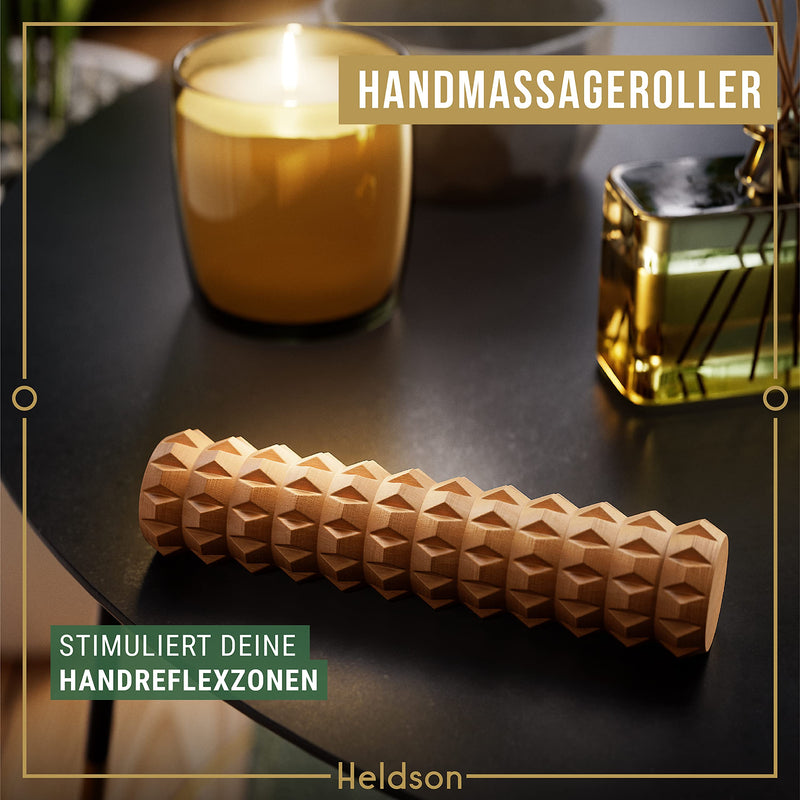 Heldson Premium Wooden Massage Set [Set Of 6] Including German Instructions And Double-Sided Cards With Cotton Bag - Massage Roller Trigger Point Massager Foot Massage Roller - NewNest Australia