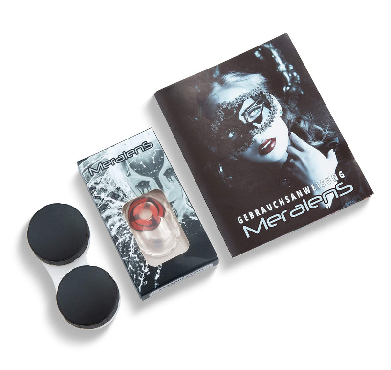 Meralens 1 pair of colored anime Sharingan contact lenses Kakashi Naruto in red black perfect for Manga Hereos of Cosplay, Halloween with free contact lens case red 12 monthly lenses without strength - NewNest Australia