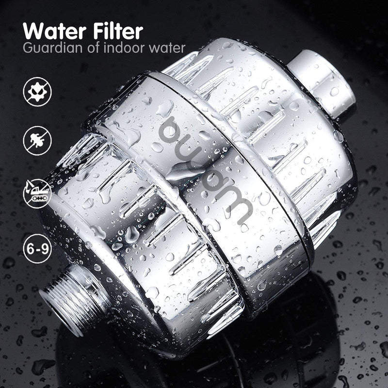 15 Stage Shower Filter - Shower Head Filter - Hard Water Filter,Remove Chlorine Heavy Metals and Other Sediments, Vitamin C Water Softener Reduces Dry Itchy Skin,Dandruff BWDM (Silver) Silver - NewNest Australia