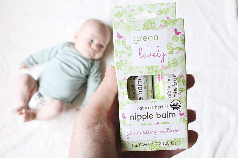 Nature's Herbal Nipple Balm, Calming Nursing Ointment, Breastfeeding Cream, Certified Organic. Easy Application, 2 x 0.5 oz Sticks. Silky & Calendula Infused. - NewNest Australia