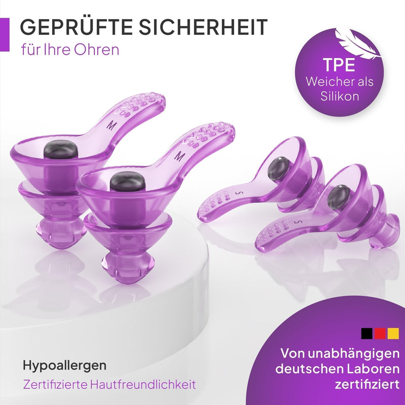 Senner ® DreamPro - Ear plugs for peaceful sleep - Hearing protection ideal in noisy environments and for side sleepers - Anti snoring ear plugs - Hypoallergenic, with 2 sizes, aluminum container - NewNest Australia