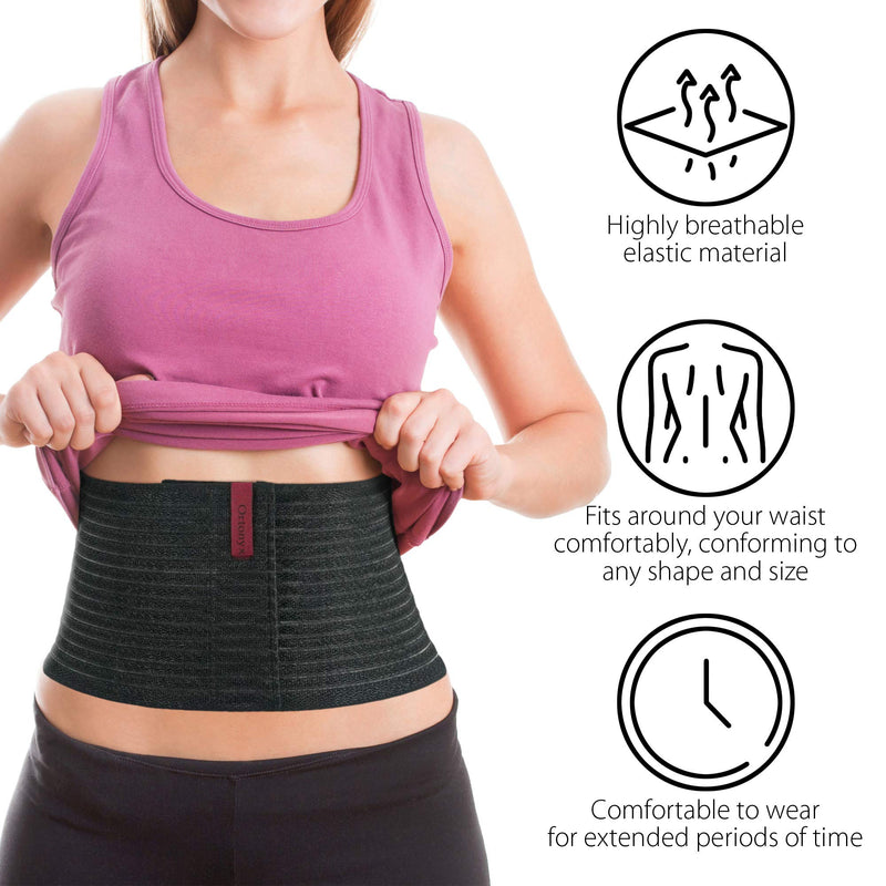 ORTONYX 6.25" Abdominal Binder for Men and Women / Postpartum Post-operative Post-surgery Wrap / Abdomen Navel Umbilical Hernia Support Belt / 524006 Beige S/M S/M (22"-35") Black - NewNest Australia
