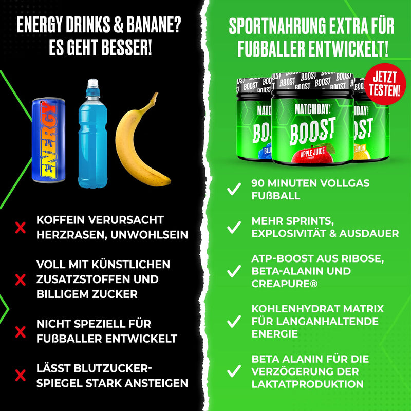 Matchday Nutrition Boost For Footballers I Atp Booster I Athlete Drink With Amino Acids And Carbohydrates I 20 Servings For More Speed Power, Explosivity & Endurance (Blue Razz) - NewNest Australia