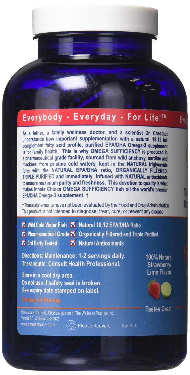 Fish Oil Capsules, Omega Sufficiency by Innate Choice, Strawberry Lime 240 Capsules - NewNest Australia