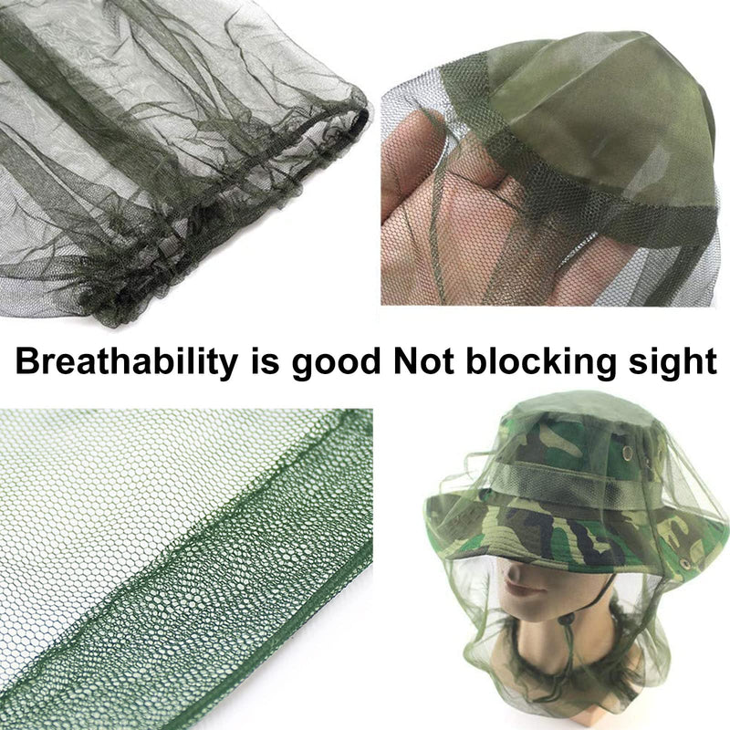 Hat with mosquito net, mosquito net hat, mosquito head net, fly net for face, mosquito hat head net, anti-mosquito bee bug insect, beekeeper protective hat, fly mask cap hat, mesh face protection green x 2 pieces - NewNest Australia