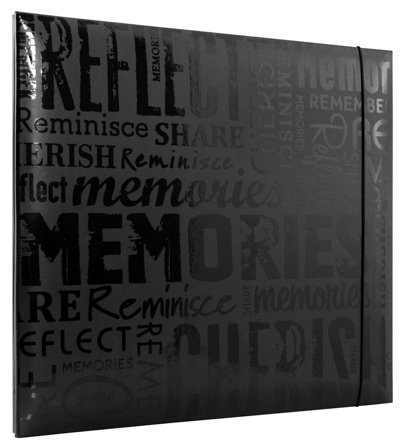 MCS MBI 13.5x12.5 Inch Embossed Gloss Expressions Scrapbook Album with 12x12 Inch Pages, Black, Embossed "Memories" (848121) - NewNest Australia