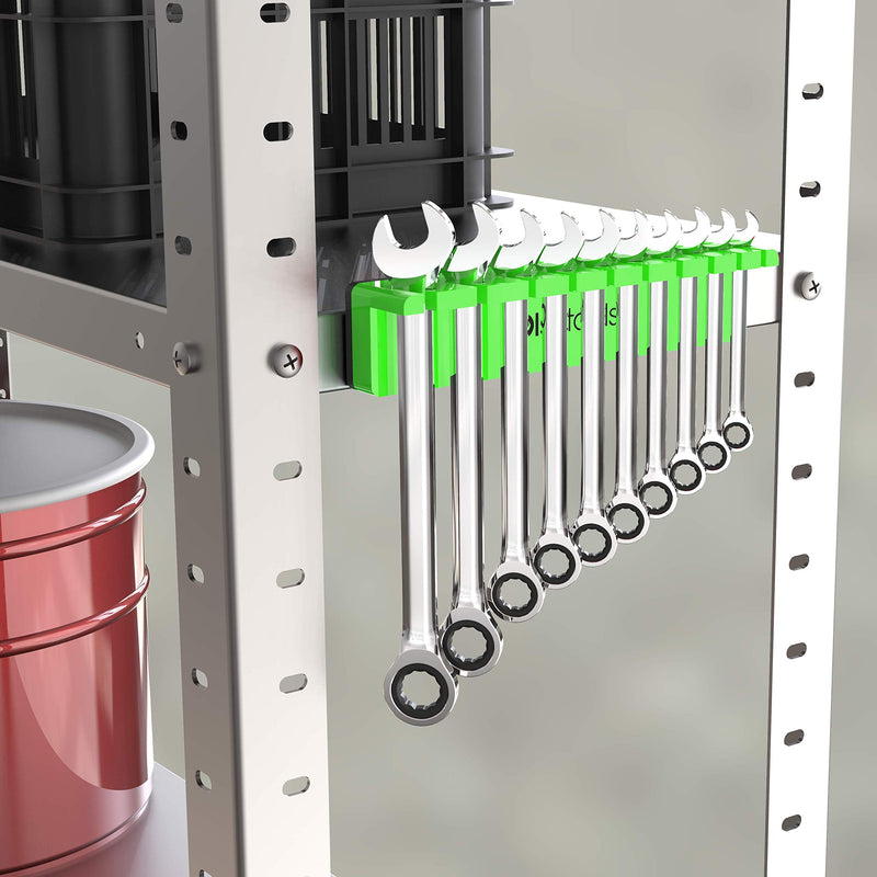 Olsa Tools Magnetic Wrench Holder Organizer (Green) | Fits SAE 3/8" Thru 15/16" & Metric 10mm Thru 19mm | Professional Grade Green - NewNest Australia