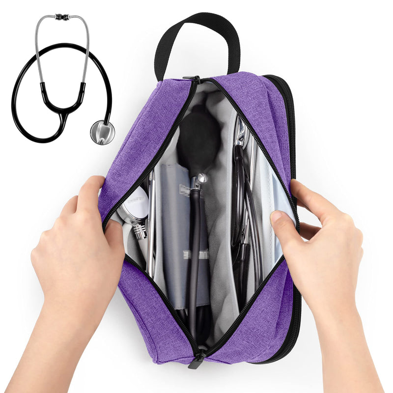 Trunab Stethoscope Carrying Case Compatible with 3M Littmann/MDF/ADC, Hold Two Stethoscopes or BP Cuffs, Medical Case with Extra Pocket for Nurse Accessories, Essentials for Nurses, Doctors, Purple - NewNest Australia
