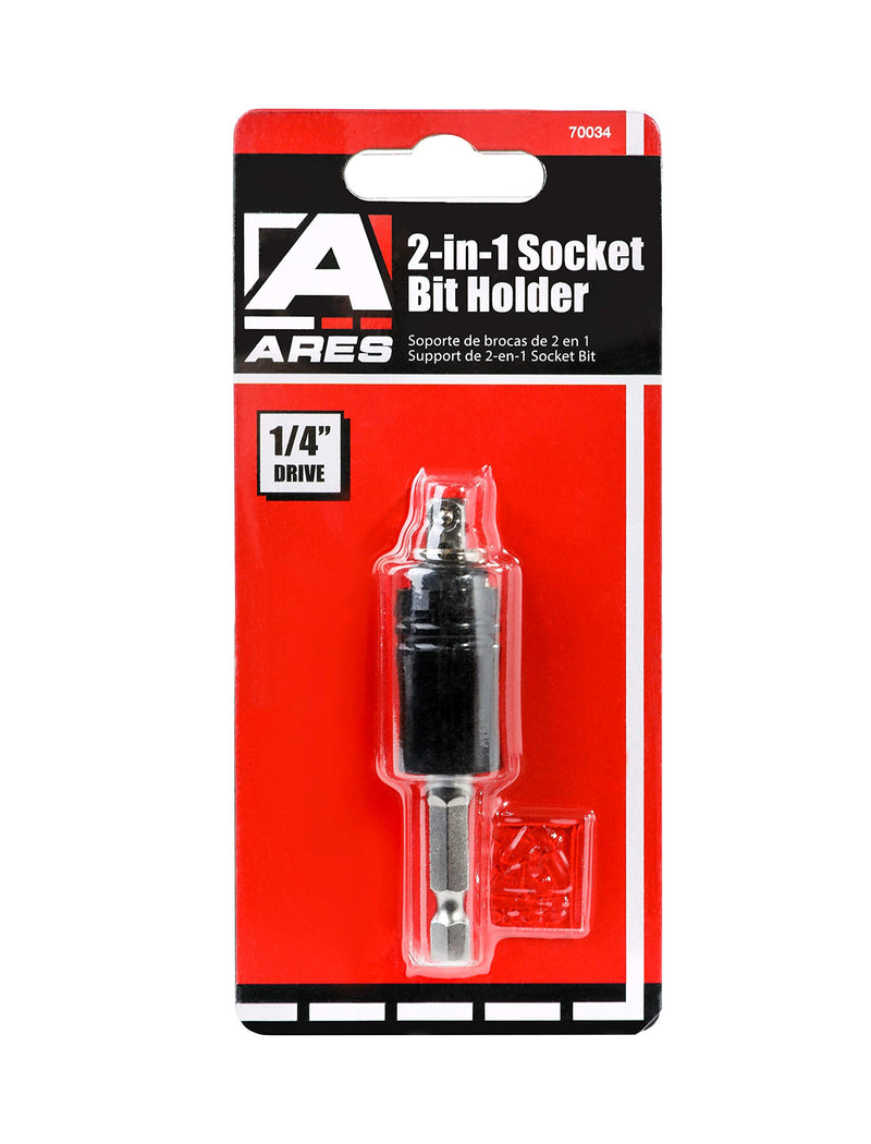 ARES 70034 - 2-in-1 Socket Bit Holder - Holds 1/4-Inch Drive Sockets and 1/4-Inch Drive Bits - Quick Change Mechanism Makes Switching Between Bits and Sockets a Breeze - NewNest Australia