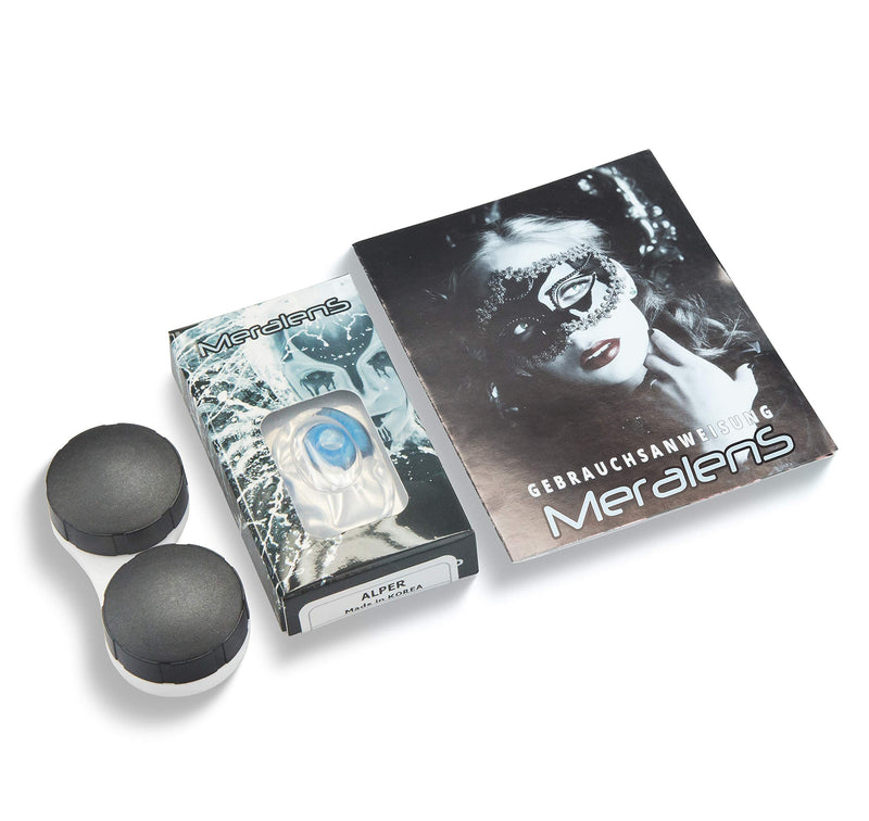 Colored contact lenses Meralens 1 pair Cosplay Manga Crazy Fun blue annual lenses Alper with free lens case. Perfect for Halloween, carnival and fancy dress costumes. 0.0 diopters 8.6 millimeters 14.00 millimeters 2 - NewNest Australia
