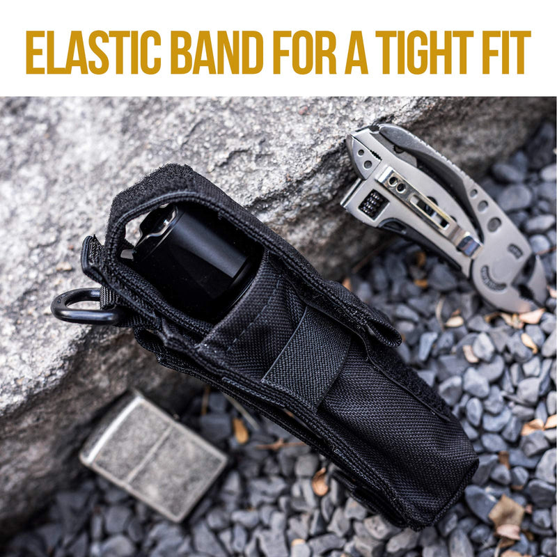 OneTigris Flashlight Pouch Holster Tactical Molle 1000D Cordura Nylon Flashlight Pouch Holder (Black) Black - NewNest Australia
