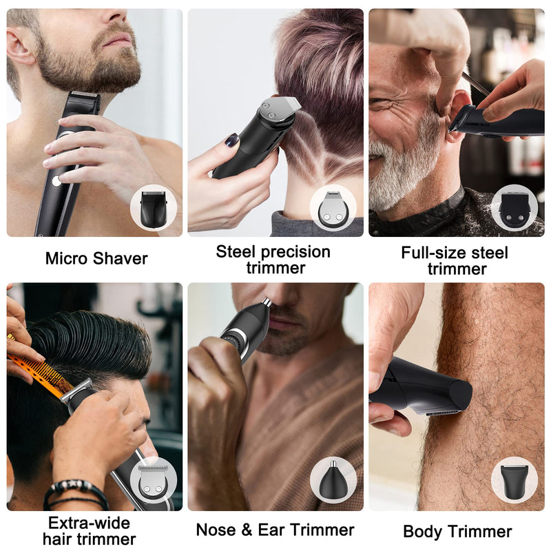 Hatteker Beard Trimmer Hair Clipper Hair Trimmer Grooming Kits Electric Shaver Razor for Men Mustache Nose Ear Body Precision Trimmer Groomer Multigroom IPX7 Waterproof Cordless Rechargeable 6 in 1 - NewNest Australia