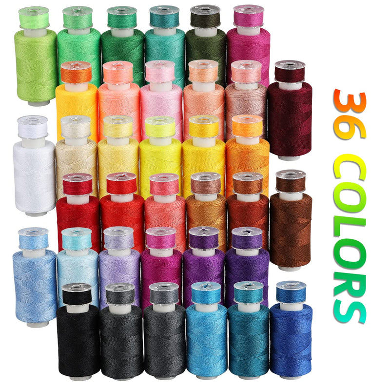 Blibly 72Pcs Bobbins Sewing Thread Kits, 500 Yards Per Polyester Thread Spools with Needle, Threader, Scissors and Ruler, Prewound Bobbin with Case for Hand & Sewing Machine,36 Colors - NewNest Australia