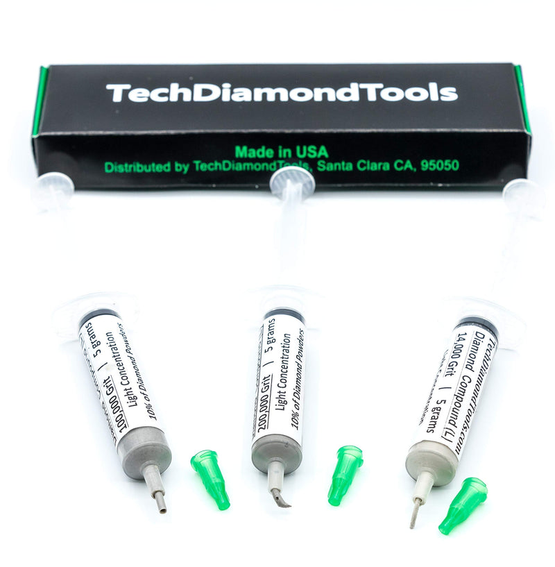 TechDiamondTools Kit of 3 Diamond Polishing Compound Polishing Paste 14000 100000 200000 Grit for Marble Glass Metal Rock Jewelry Resin Silver Gemstone with 10% of Diamond Powder USA Made 200000 100000 14000 grit - NewNest Australia