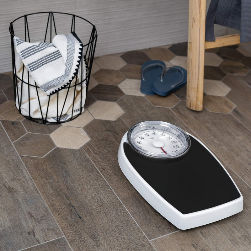 Ade Analogue Body Scales In A Retro Look | Non-Slip Weighing Surface | Mechanical Personal Scales With Extra Large Display | Without Battery | Up To 136 Kg | Black - NewNest Australia