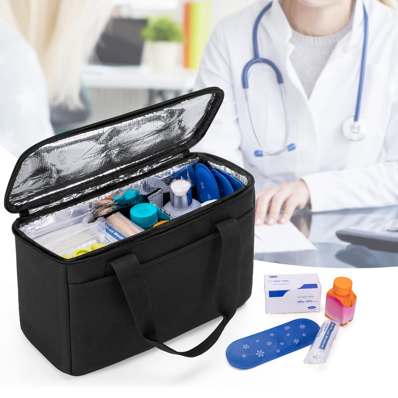 Trunab Insulated Small Medical Bag With Adjustable Dividers, Water Resistant Cooler Bag For Storage Of Travel Medicine For Home, Travel, Camping, Black - Patented Design - NewNest Australia