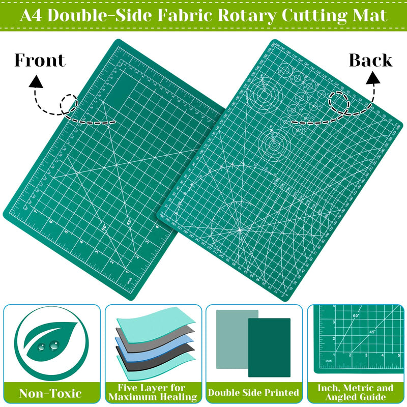 Rotary Cutter Set, Audab Self Healing Sewing Mats Rotary Cutter and Mat 45mm Rotary Fabric Cutter Set with 2 Blades Rotary Cutting Mat for Crafts Fabric Quilting Hobby (9" x 12" (A4)) - NewNest Australia