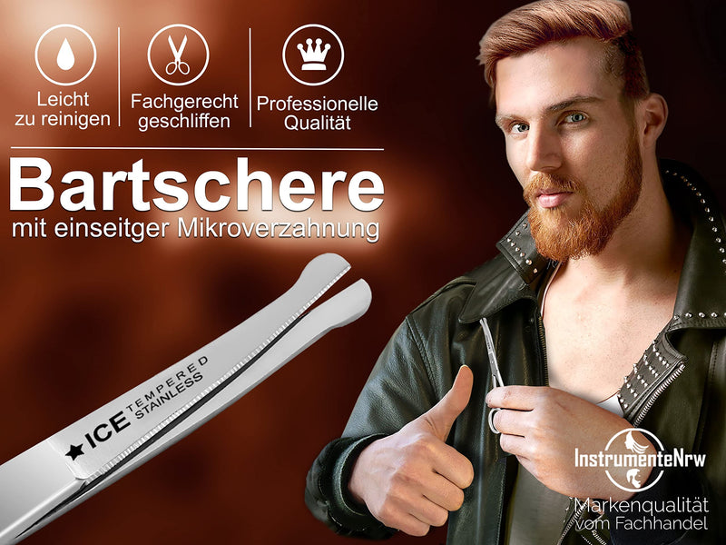 Beard scissors - nose hair scissors - ear hair scissors - 12 cm - curved cutting surface - STAINLESS STEEL - NewNest Australia