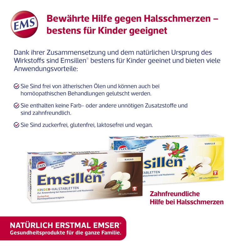 Emsillen children's throat lozenges with natural Emser salt / for sore throats and coughing irritation / 20 pieces - NewNest Australia