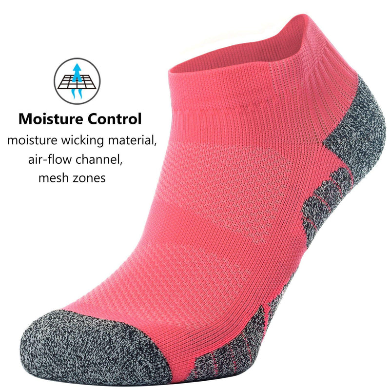 CWVLC Unisex Cushioned Compression Athletic Ankle Socks Multipack Large 6-pairs (Charcoal2,watermelon2,white2) - NewNest Australia