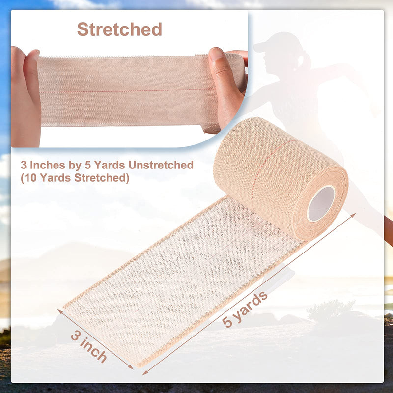 2 Rolls Adhesive Elastic Tape Bandage Tape Wrap Flexible Stretch Bandages for Sports Ankle, Knee and Wrist Sprains(Beige,3 Inch Wide) Beige 3 Inch Wide - NewNest Australia