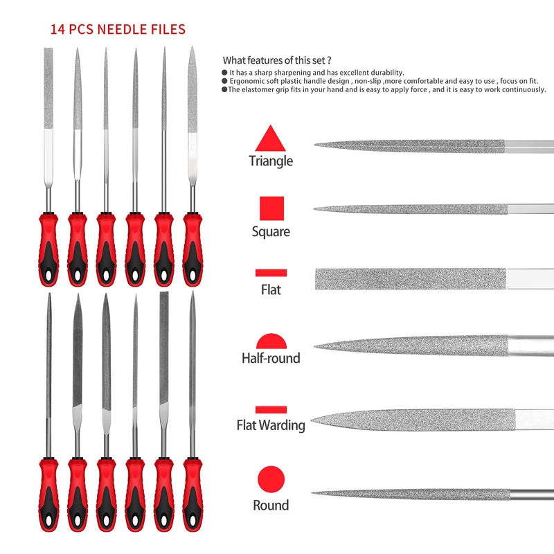 Small File Set, Needle Diamond Files 14PCS, 6 Steel Files & 6pcs Jewlers Files for Precision Metal File Work , Wood, Jewelry, Model, DIY and Nearly All Uses. Free Bonus: Cutter - NewNest Australia