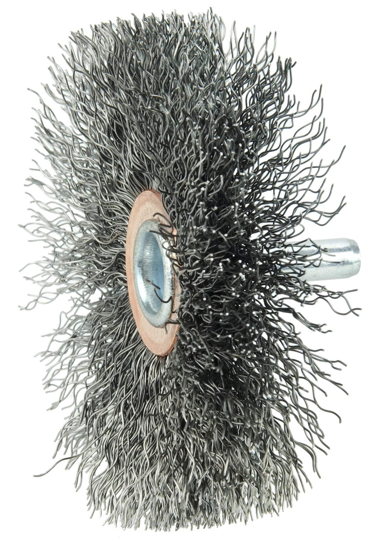 Weiler 17616 3" Narrow Face Stem-Mounted Crimped Wire Wheel, .0118" Steel Fill, 1/4" Stem, Made in the USA 0.0118 Wire Size - NewNest Australia