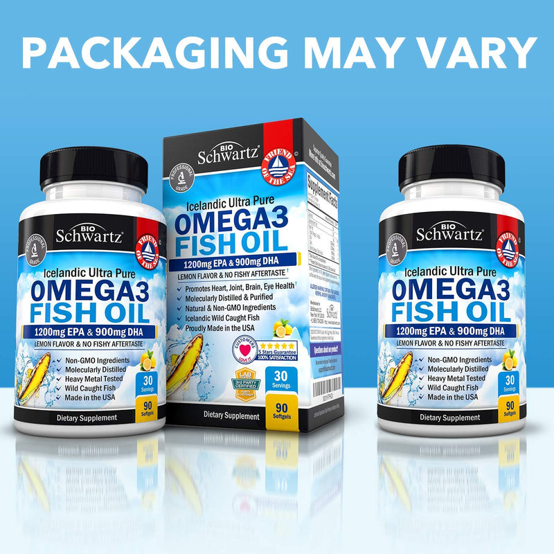 Fish Oil Omega 3 EPA & DHA 2250 mg - Burpless Lemon Flavor Triple Strength Supplement - Immune & Heart Support Fatty Acids Pills - Promotes Immunity, Joint, Eyes, Brain & Skin Health - Non GMO 90 Ct 90 Count (Pack of 1) - NewNest Australia