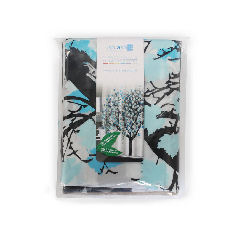 Splash Home EVA 5G Shower curtain Liner Design for Bathroom Shower and Bathtubs - Free of PVC Chlorine and Chemical Smell - Non-Toxic and Eco-Friendly - 100% Waterproof - Foliage Blue - NewNest Australia