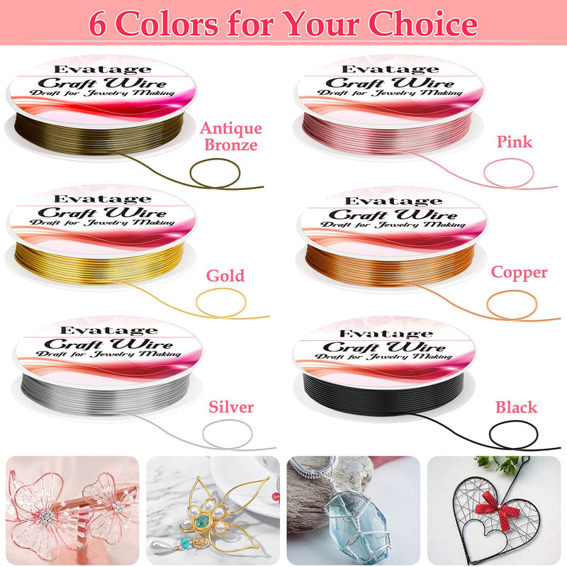 20 Gauge Jewelry Wire for Jewelry Making, Evatage 6 Rolls Craft Wire Tarnish Resistant Copper Beading Wire for Jewelry Making Supplies and Crafts - NewNest Australia
