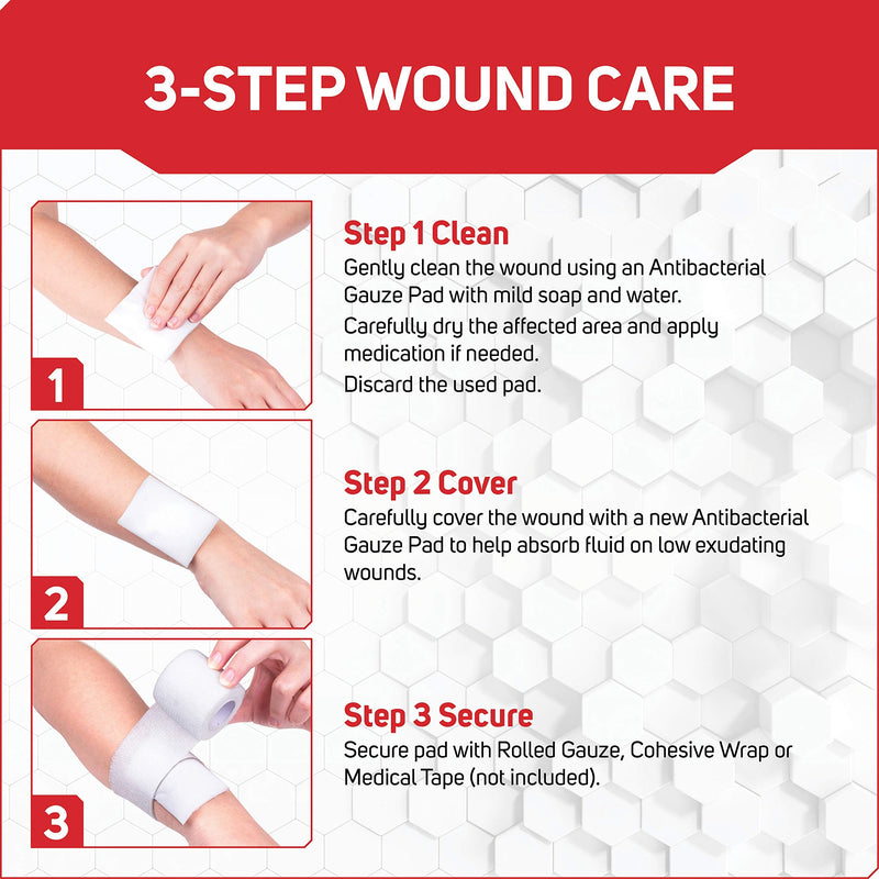 Care Science Antibacterial Sterile Gauze Pads, 20 ct, 2 X 2 | for Cleaning or Covering Wounds as Wound Dressing, Kills Staph & MRSA, Helps Prevent Infection - NewNest Australia
