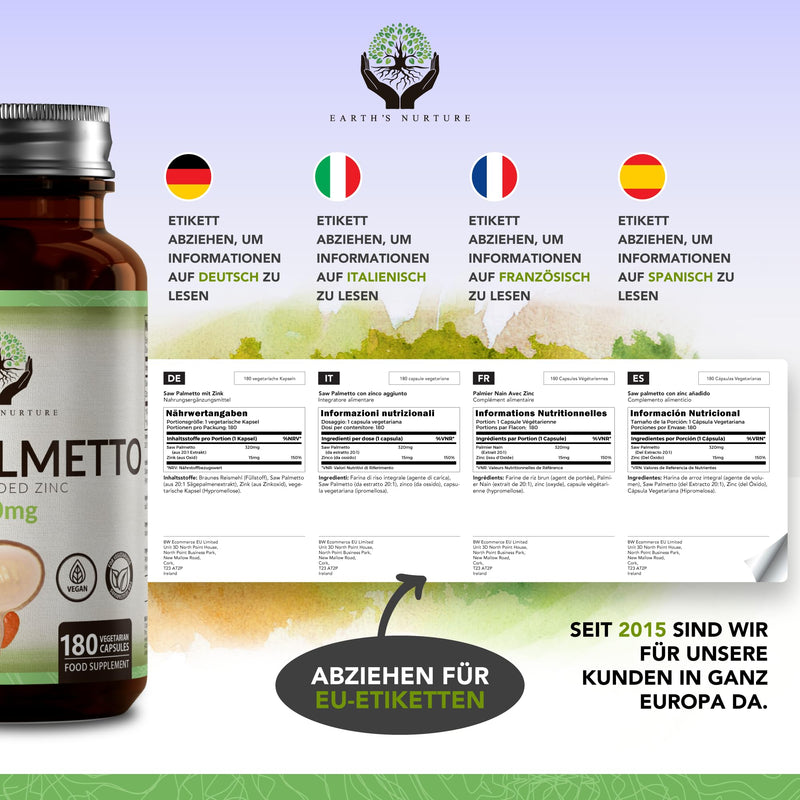 En Saw Palmetto | 180 Capsules Saw Palmetto Extract High Dose - 320 Mg Saw Palmetto 20:1 Extract Per Serving With Zinc | Saw Palmetto Capsules | Gmo, Gluten & Allergen Free | Made In The Uk - NewNest Australia